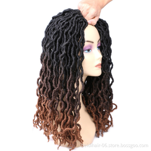 18inch Gypsy Locs Crochet Faux Nu Loc Wavy Goddess Boho Dreadlocks Twist Braiding Hair Extension Gypsy